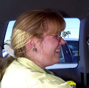 Barbara in car